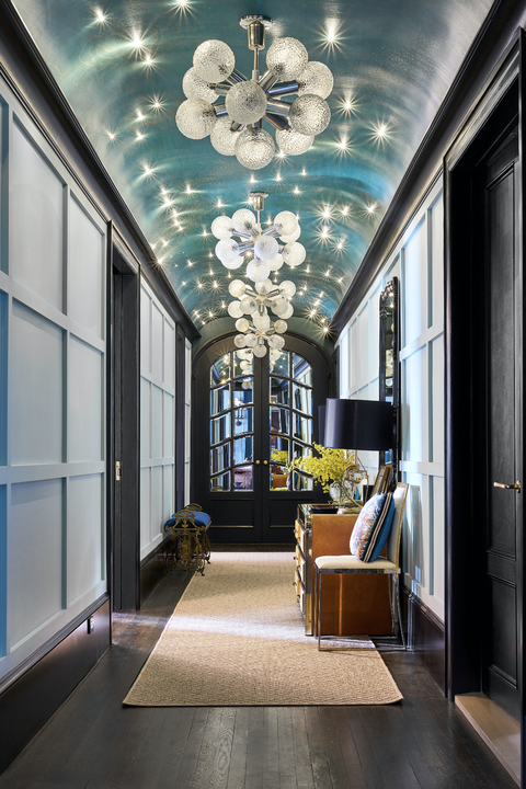 entryway hallway with ceiling inspired by grand central station